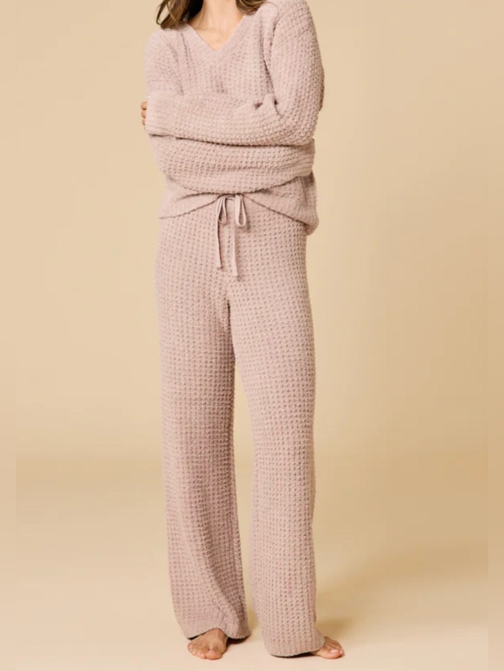 Softies top and bottom- V-Neck Women's cozy lounge set in camel color-never worn - Picture 6 of 6